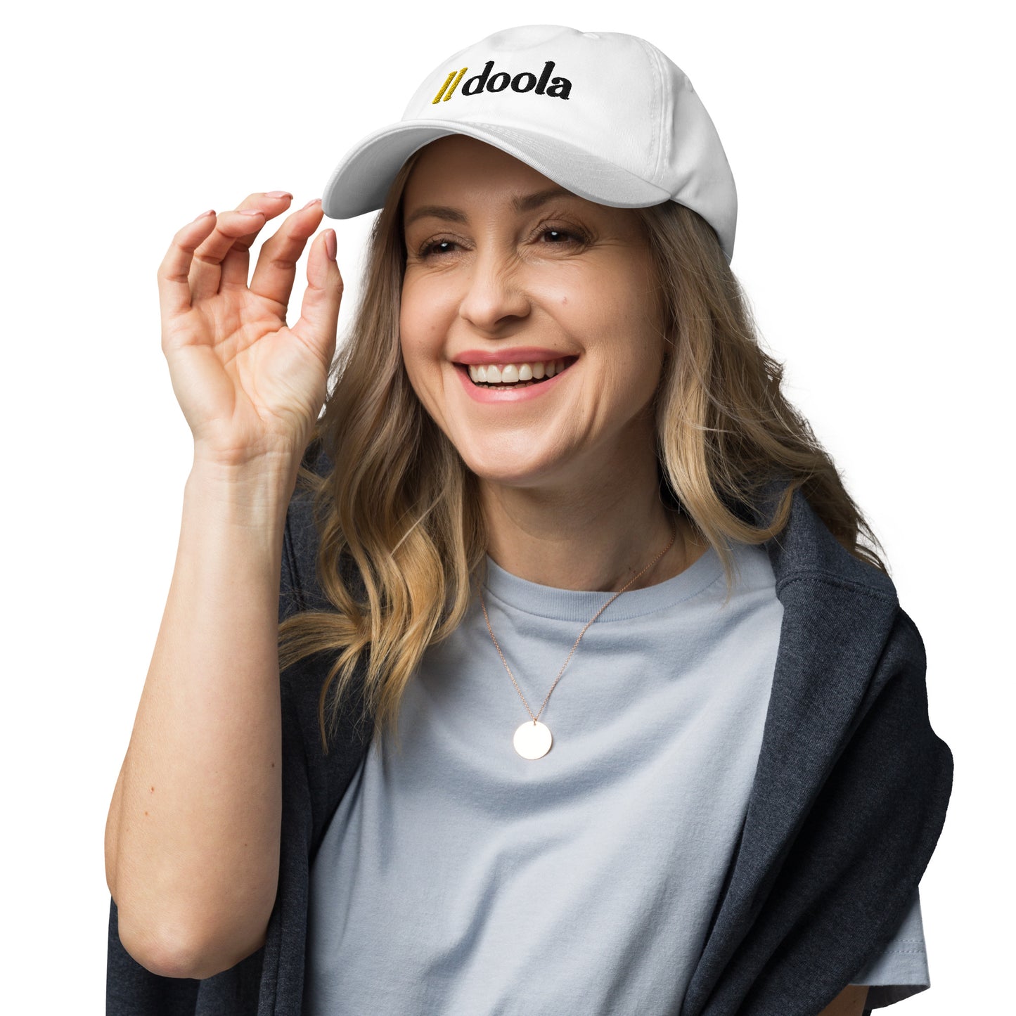 doola Embroidered Dad Hat - White